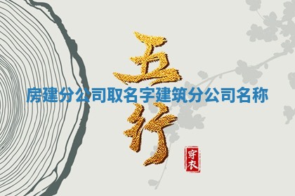 🙂 房建分公司取名字_建 🛺 筑分公司名称